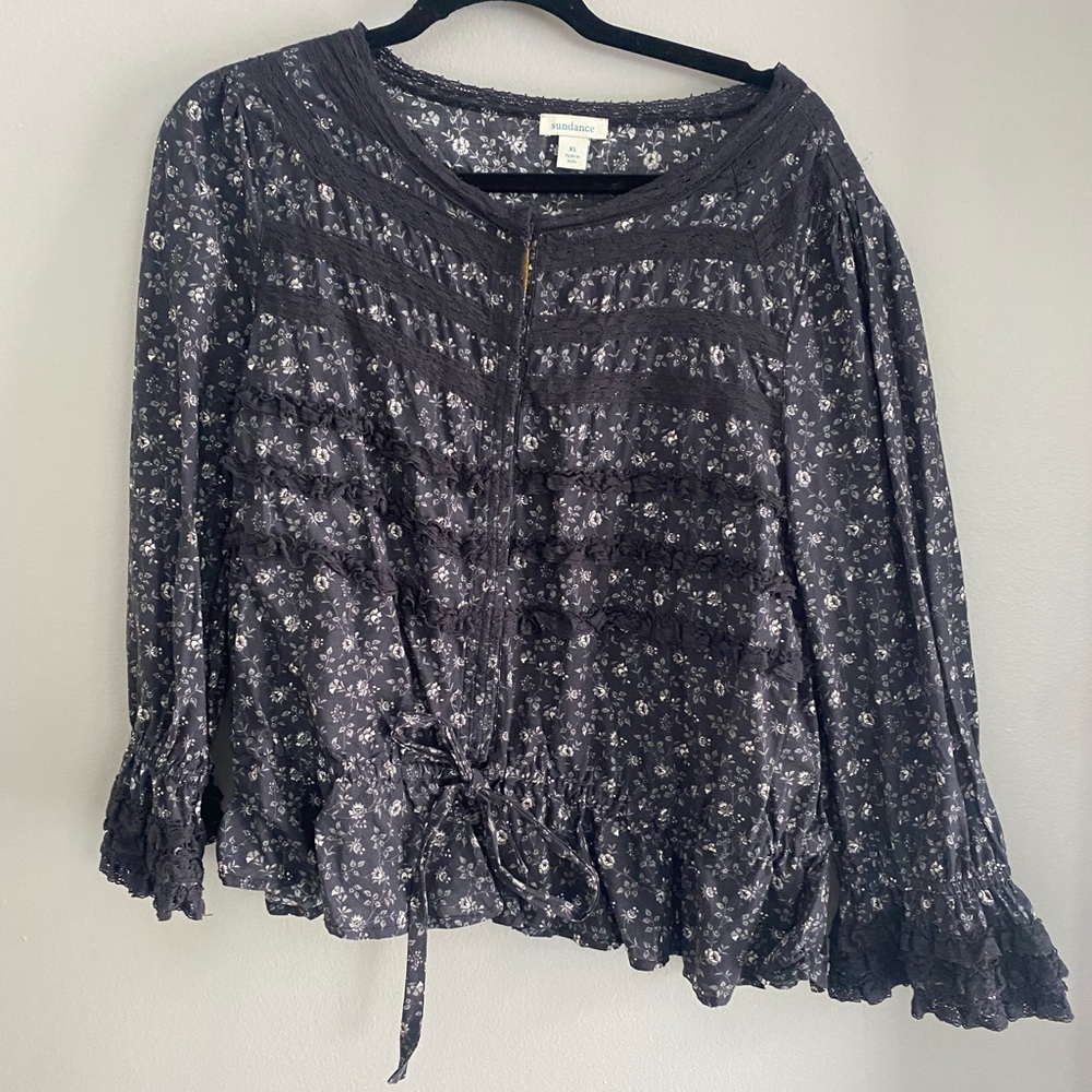 Sundance - floral button down peplum blouse